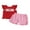 Red, variant on BemeyourBBs Toddler Baby Girl 4th of July Outfit Patriot Fourth of July Summer Independence Day Clothes American Flag Heart Embroidered Backless Flying Sleeve T shirt Tops Plaid Ruffle Shorts Set