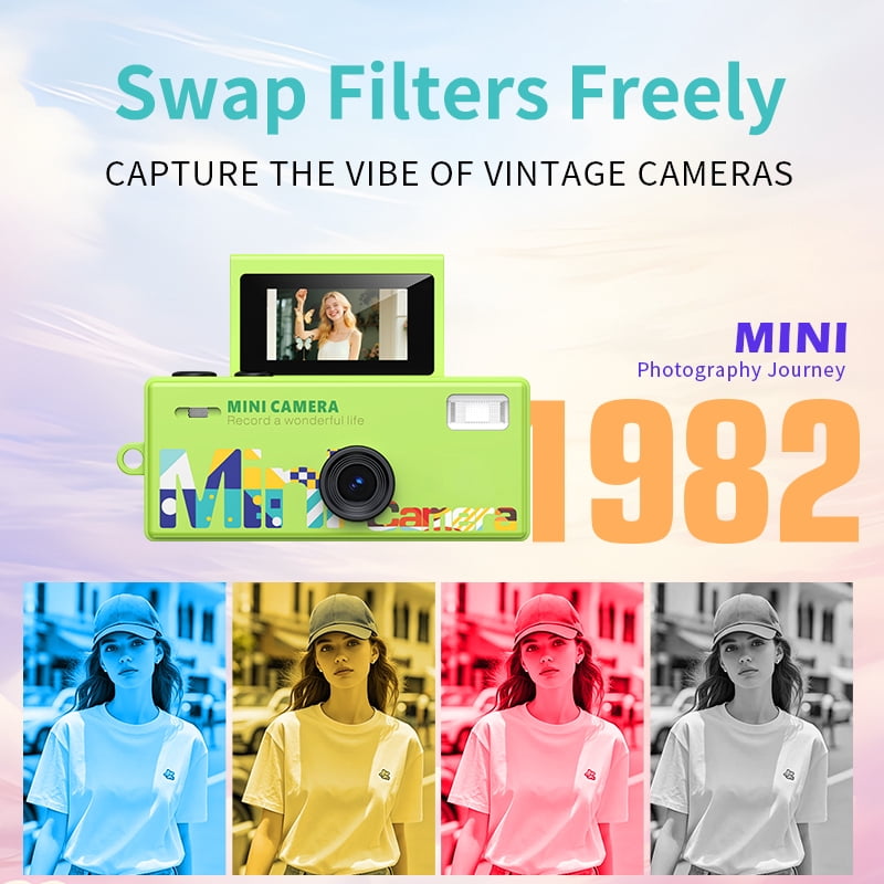 Instant Mini Digital Camera Keychain, 1080P HD Video Recorder with Flip Screen, Ultra Portable，9 Vibrant Colors for Students, Vloggers, Daily Use & Retro Style（White）