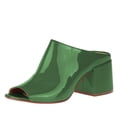 thumbnail image 2 of YDN Women Stylish Peep Open Toe Block Chunky Low Heel Mules Slide Backless Sandals Pumps Slip On Dress Office Outfit Shoes Size 10.5 Green, 2 of 3