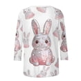 thumbnail image 6 of CLOISE 3/4 Sleeve T Shirts for Women Easter Plus Size Tops Crewneck Holiday Pullover Bunny Holiday Blouses White S, 6 of 8