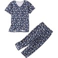 thumbnail image 1 of HAHDAXIA Womens Pajama Set Cotton Capri Pant Pyjama Short Sleeve Sleepwear Summer Pjs, 1 of 7