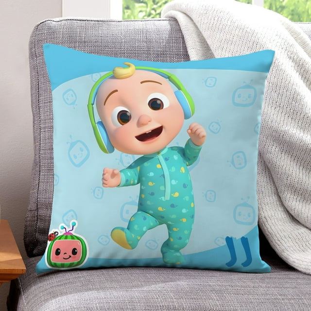 Cocomelon Fundas de almohada de terciopelo con tema, regalos de funda de almohada, decoración para el hogar, cojín de lanzar, regalo de cumpleaños para fans y parejas. 45cm x 45cm.
