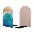thumbnail image 2 of Lsque Beach Printed Wood Bookends,Non-Skid Bookend for Shelves,Heavy Duty Support Bookends,Non-Slip Foam Pads for Office, Home, and Library,1 Pair, 2 of 8