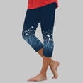 thumbnail image 2 of Mnuaqn Capri Leggings for Women High Waist Elastic Breathable Plus Size Yoga Pants with Pockets for Workout or Casual Wear (S, Navy), 2 of 5