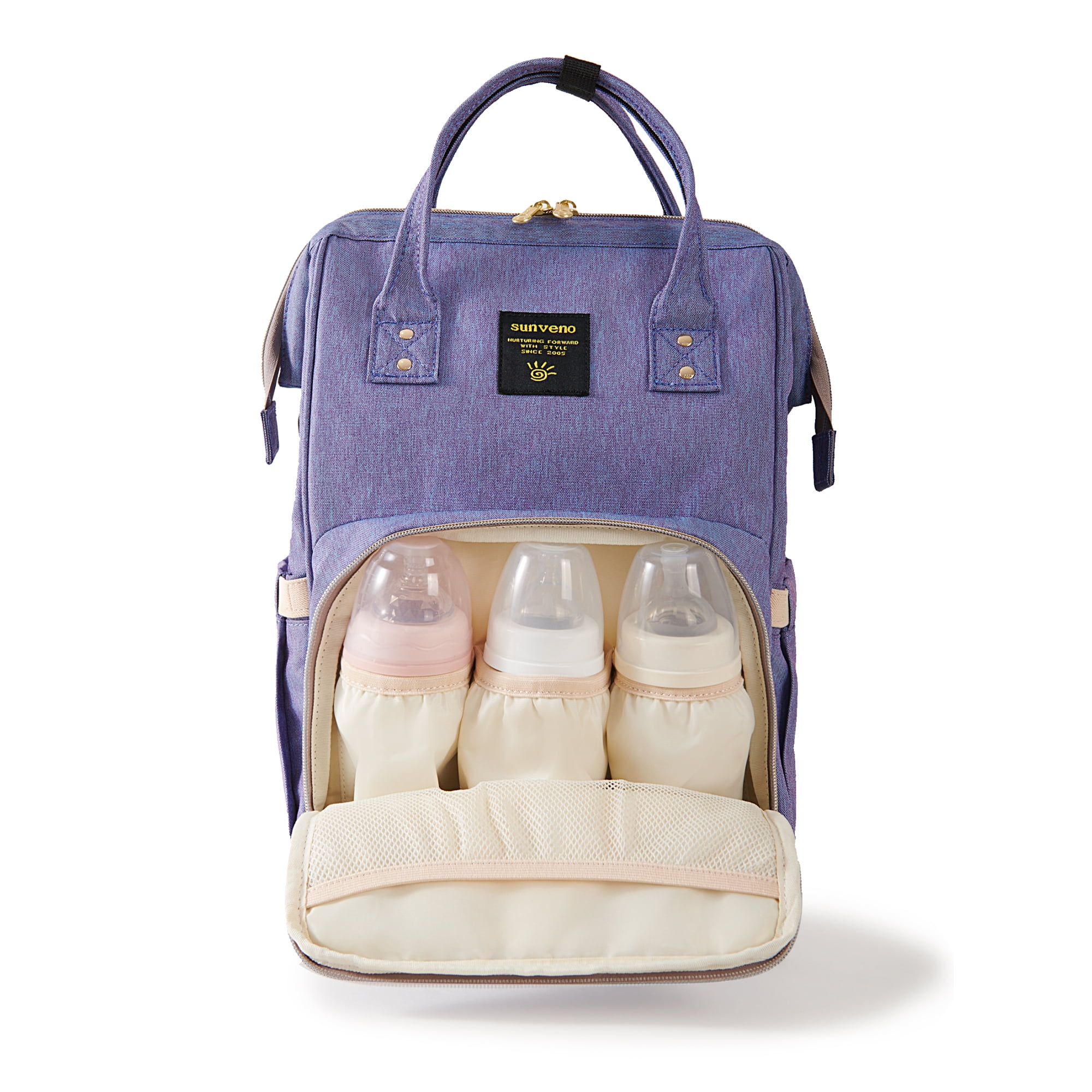Sunveno Embroidered Backpack Diaper Bag Travel Backpack, Purple Deer
