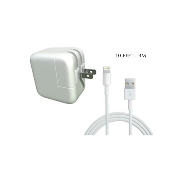 10W USB Adaptateur Chargeur de Prise Murale + 10Ft Cordon de Câble de  Foudre Compatible pour iPhone 5 6 7 8 Plus iPod iPad Air Mini 