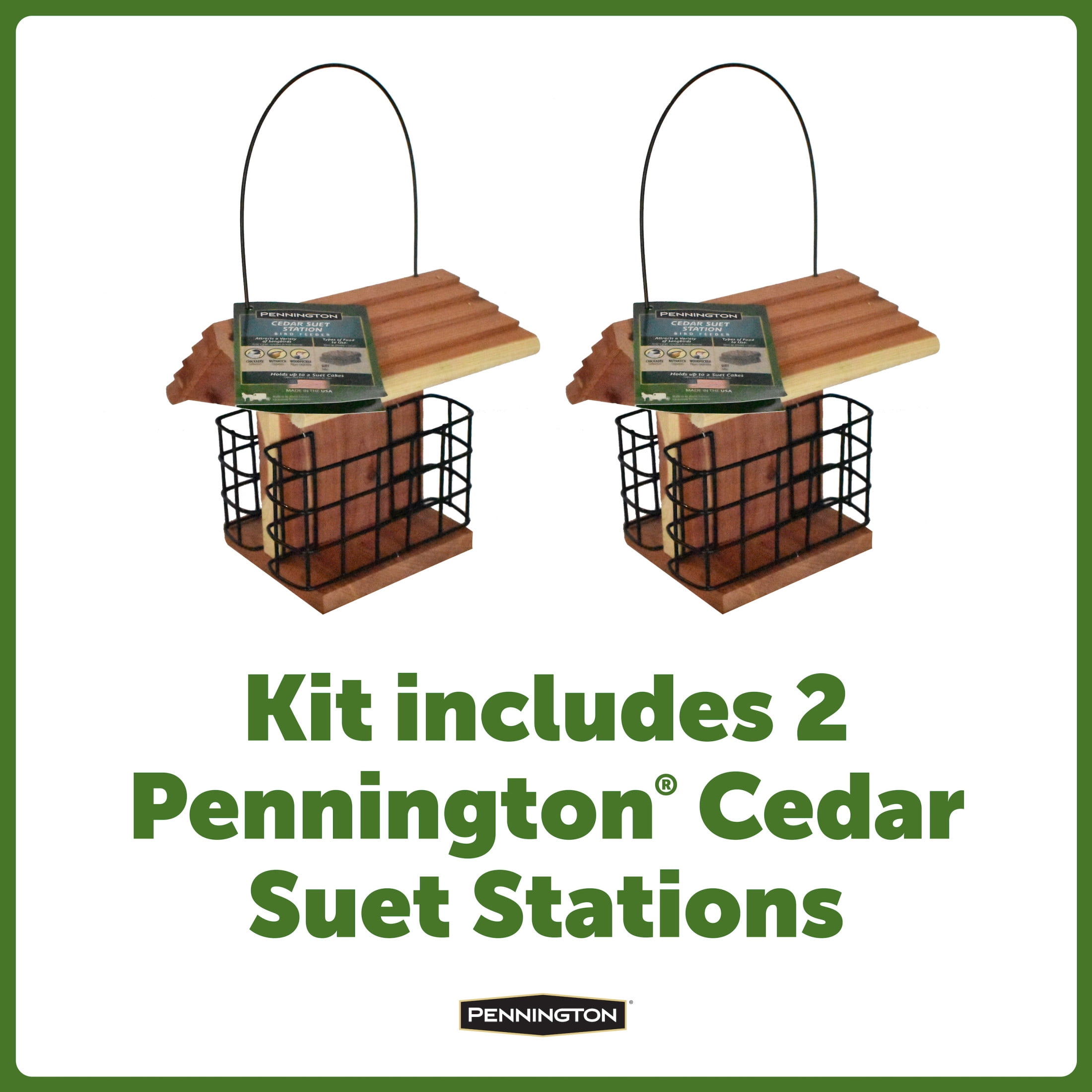 Pennington Red Cedar 2 Cake Suet Station Wild Bird Suet Feeder, 2 Pack