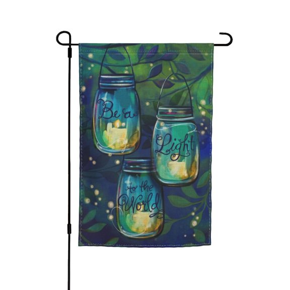 Be a Light to The World Candle Jar Summer Night House Garden Flag Burlap Double Sided 12x18 inch