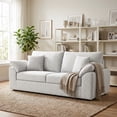 thumbnail image 3 of EOP 89.76" Wide Cloud Compression Sofa, Full Sponge Loveseat with Deep Seat, Upholstered Couch with 4 Pillows, No Assembly Required for Small Living Spaces, Beige, 3 of 10