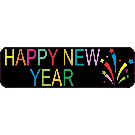 10 in x 3 in Happy New Year Bumper Sticker Vinyl Truck Window Ca