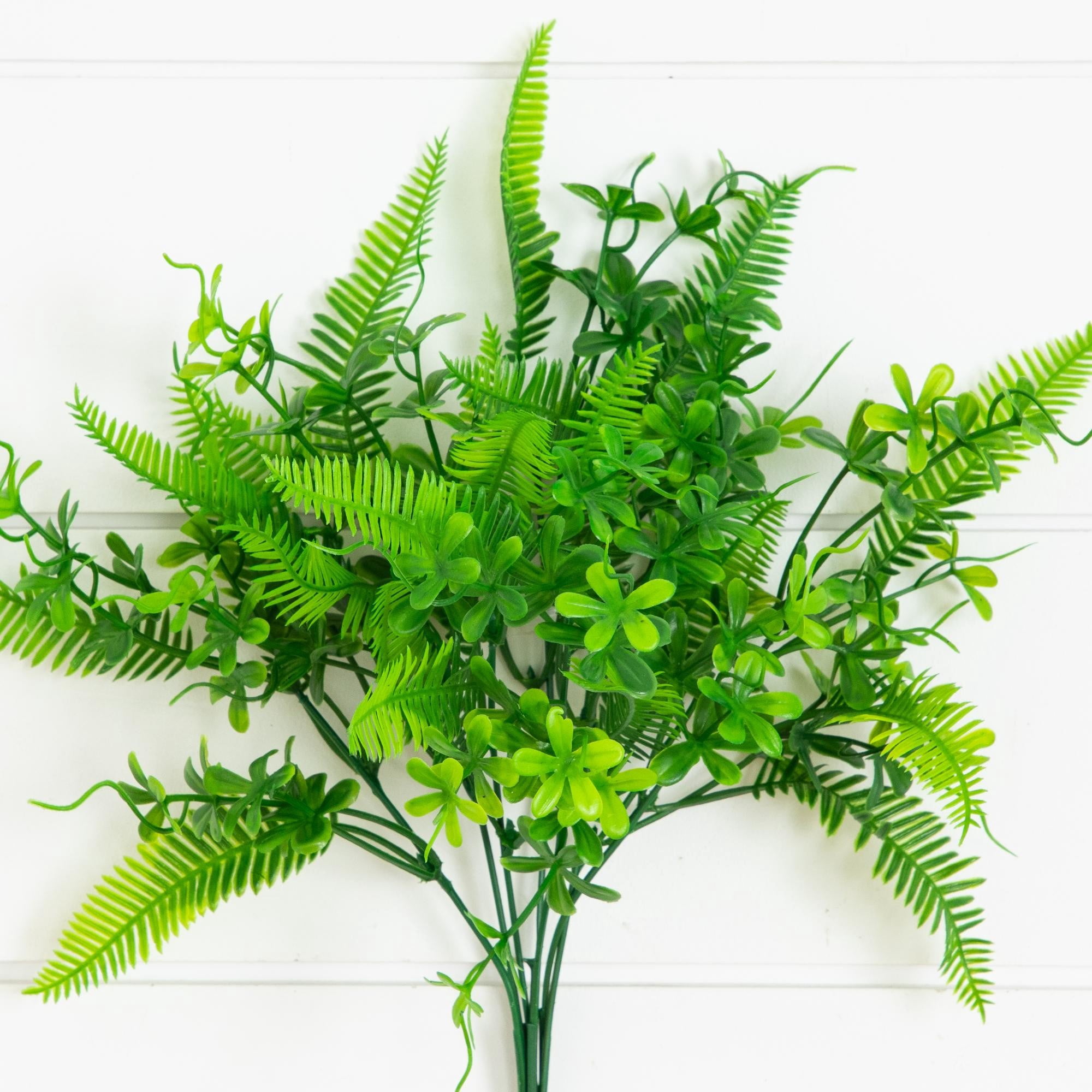 14in. UV Resistant Artificial Mixed Greens Bush (Indoor/Outdoor) - Set of 4