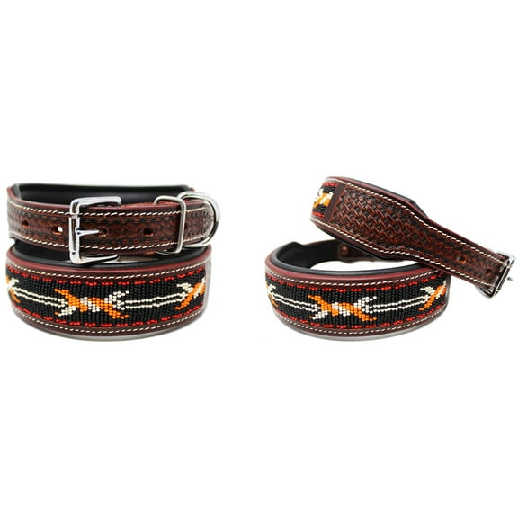 Small 13''- 17'' Dog Puppy Collar Genuine Cow Leather Padded Canine 60118