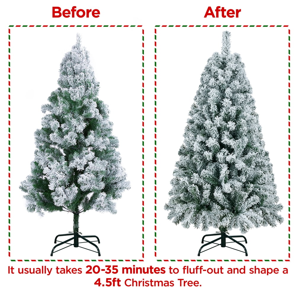 Alden Design 4.5 Ft Foldable Christmas Tree with Foldable Stand , Frosted White