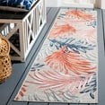 thumbnail image 2 of SAFAVIEH Cabana Jane Botanical Indoor/Outdoor Runner Rug, Grey/Rust, 2' x 9', 2 of 17