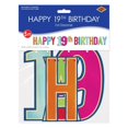 thumbnail image 2 of 12 Pack Bulk Foil Happy 19th Birthday Streamer multi-color, 2 of 9
