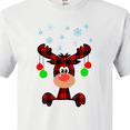 thumbnail image 4 of Inktastic Cute Flannel Reindeer with Christmas Bulbs and Snowflakes T-Shirt, 4 of 5