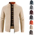 thumbnail image 5 of Suéter tipo cárdigan con cremallera y cuello alto de polar para otoño e invierno para hombre, 5 of 5