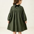 thumbnail image 7 of OGLCCG Girls Lantern Long Sleeve Dress Kids Flowy Pleated Crewneck A-Line Fall Dresses Birthday Princess Dress(Army Green,7-8 Years), 7 of 7