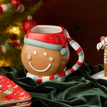 Christmas Whimsy Gingerbread 18 oz. Assorted Colors Ceramic Mugs (Set of 4)