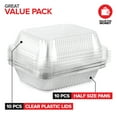 thumbnail image 4 of Stock Your Home 9x13 Disposable Baking Pan with Lid (10 Pack) Heavy Duty Aluminum Cake Pans with Lids, Clear Plastic Cover, Food Container for Lasagna, Casserole, Brownie, Rectangular Sheet Tray, 4 of 9