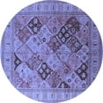 thumbnail image 1 of Ahgly Company Machine Washable Indoor Round Oriental Blue Industrial Area Rugs, 7' Round, 1 of 4
