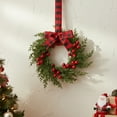 thumbnail image 5 of Yucurem Mini Christmas Wreaths for Kitchen Cabinet, 10 Inch Small Christmas Hanging Artificial Garlands with Ribbon for Front Door Window Door Fireplace Decor, 5 of 7