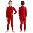 thumbnail image 4 of Aiihoo Girls Gymnastics Leotards Full Body Unitards Long Sleeve Bodysuit Ice Skating Unitard Ballet Dance Dancewear Red 5-6, 4 of 7