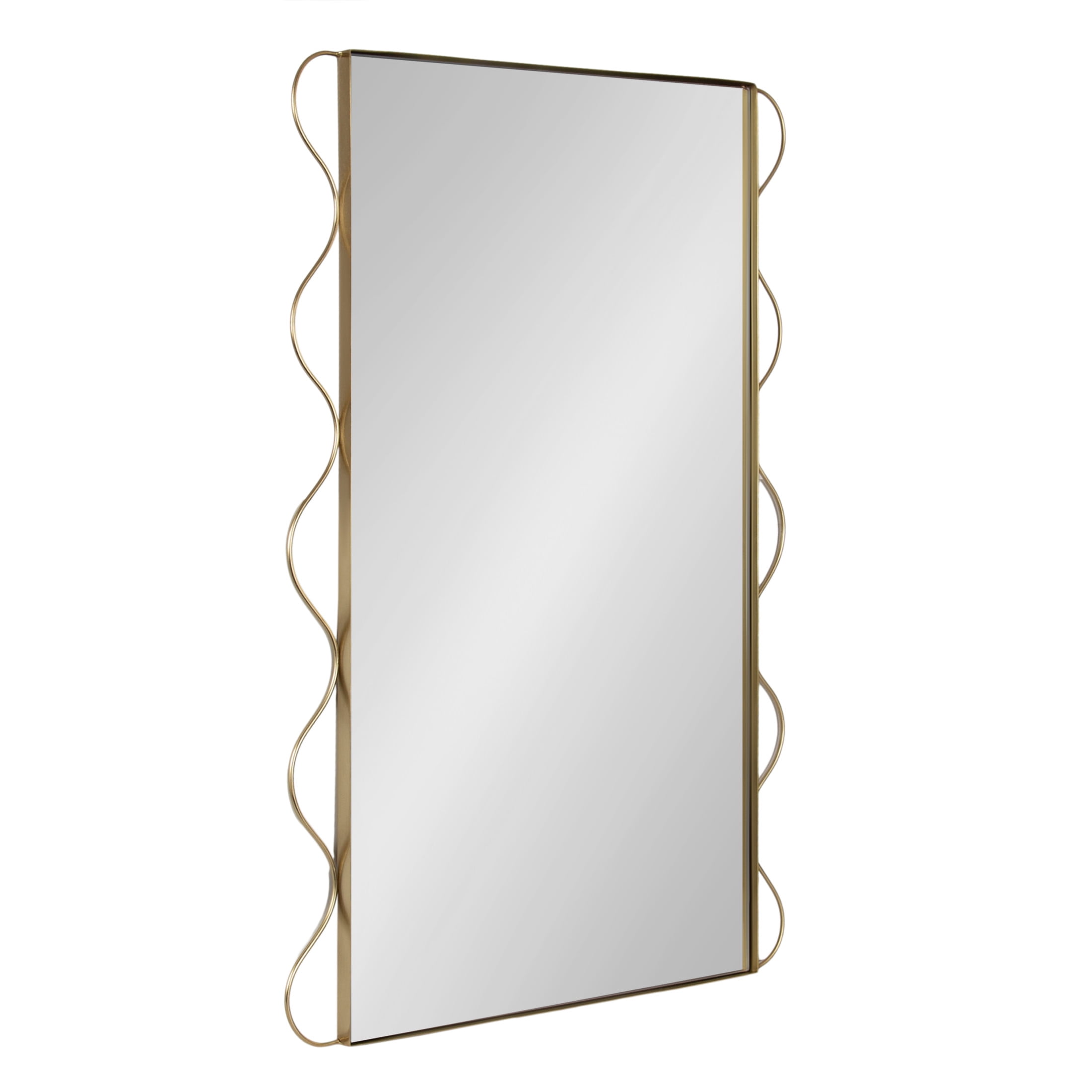 Kate and Laurel Wriggle Modern Scalloped Rectangle Mirror, 24 x 36, Gold, Decorative Wavy Mirror with Unique Rippled Edge for Use as Contemporary Bathroom Vanity Mirror