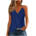thumbnail image 2 of Sakmal Camisole Blouses for Women Business Casual V-Neck Sexy Sleeveless Shirts Blue Blouses Summer Tops, 2 of 6