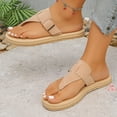 thumbnail image 6 of THDHVS Flat Sandals for Women,Sandals Women,Women's Flat Sandals Strappy Dressy Comfortable Ankle Strap Casual Summer Thong Sandals for Beach Khaki 7, 6 of 9