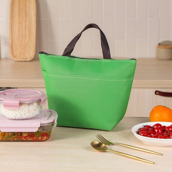 Clearance Thermal Bag Insulated Lunch Bag Solid Foldable Lightweight Bag Color Lunch Bag for Home & Kitchen Green