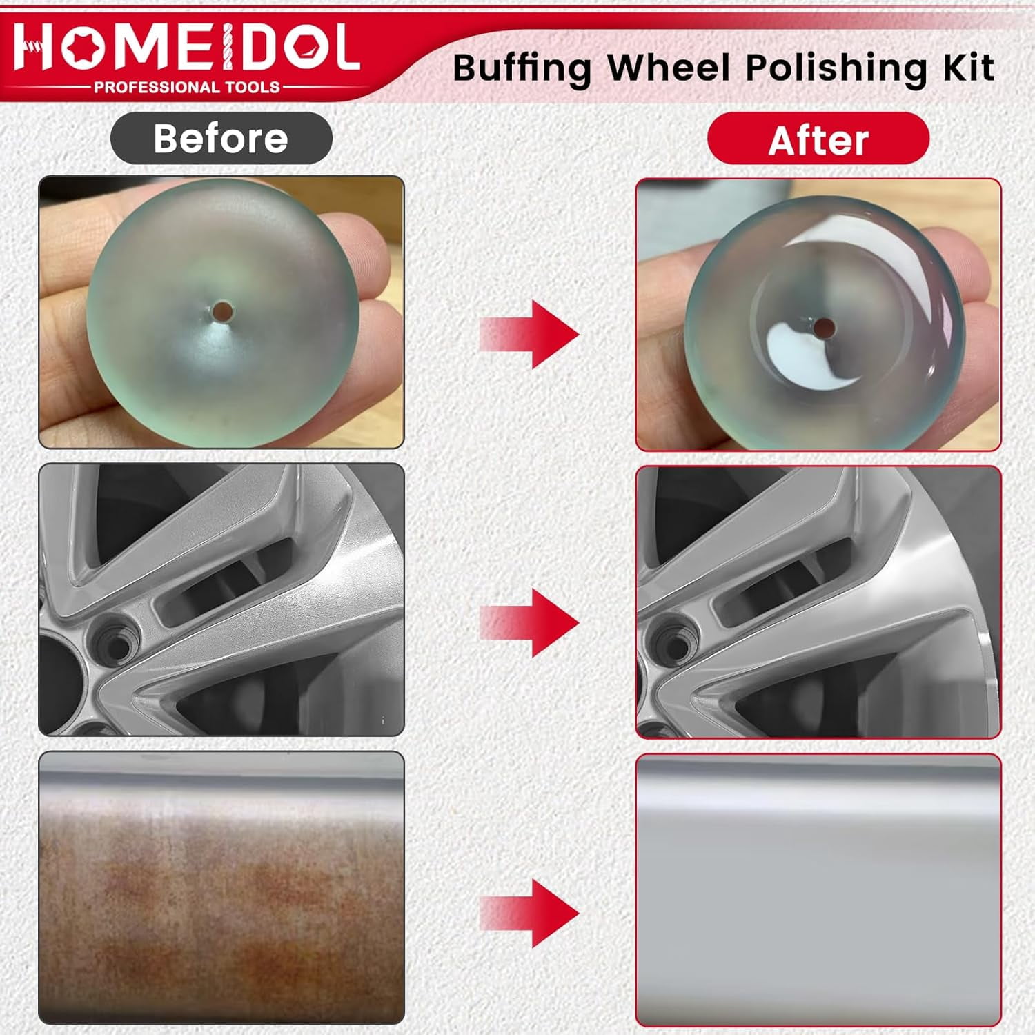 78PCS Buffing Wheel for Dremel Polishing Kit, 1/8" Shank Polishing Buffing Wheel for Dremel Tool Accessories with Buffing Compound, Abrasive Wheel Buffing Polishing Wire Brush Polishing Bits