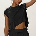 thumbnail image 2 of Blouse à Manches Courtes à Col Rond pour Femmes, Haut Décontracté Uni en Tissu Polyester, Coupe Régulière, Lavable à la Machine, pour le Quotidien et les Fêtes, 2 of 9