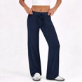 thumbnail image 4 of Pajama Pants for Women Soft Wide Leg Pants Flowy Comfy Casual Lounge Yoga Capri Pants 28" 29" Inseam Navy S, 4 of 6