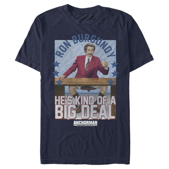 Men's Anchorman Ron Kind of a Big Deal  Graphic Tee Navy Blue X Large