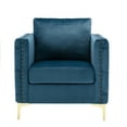 thumbnail image 4 of Modern Upholstered Accent Armchair Tufted Button Club Chair with Metal Legs, Living Room Single Sofa Chair Velvet Lounge Armchair with Nailhead Trim, Teal, 4 of 8