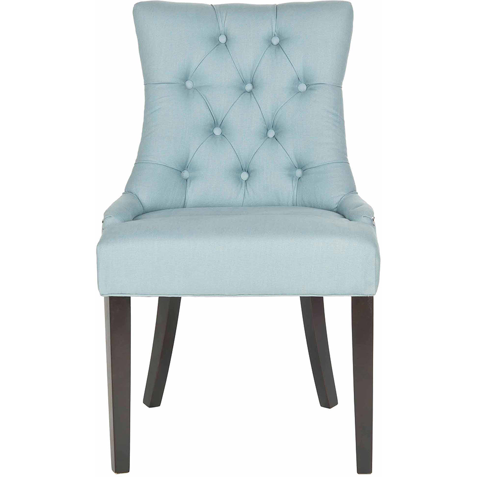 SAFAVIEH Harlow Glam Tufted Ring Chair with Silver Nailheads, Set of 2, Light Blue