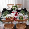thumbnail image 3 of Black Christmas Table Cloth Waterproof Tablecloths, Snowman Xmas Tree Snowflake Winter Gifts Tablecloth Dining Table Cover for Kitchen Party Tabletop Outdoor, Rectangle Tablecloth 60x102 Inch, 3 of 9
