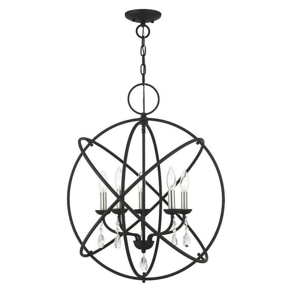 Traditional Glam Chic Five Light Chandelier-Black Finish Bailey Street Home 218-Bel-4362796