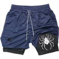 thumbnail image 4 of Pantalones cortos de gimnasio de Anime Hunter x Hunter para hombre, 2 en 1, doble capa, Spider Performance, deportes, Fitness, entrenamiento, Jogging, 4 of 5