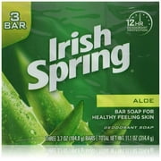Irish Spring Aloe Bar Deodorant Soap, Healthy Feeling Skin, Unisex, 3 Ct