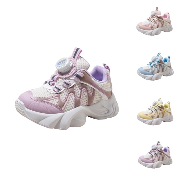 LTTVQM Toddler Sneakers for Girls Boys Orthopedic Chunky Lace-Up Rotary Buckle Anti-Slip Trainers with Arch Support Fashion Outdoor Athletic Sports Walking Shoes Purple 9.5 Toddler