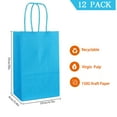 thumbnail image 2 of AZOWA Blue Gift Bags Mini Small Kraft Paper Bags with Handles (4.7 x 2.4 x 6 in, Blue, 12 Pcs), 2 of 8