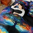 thumbnail image 4 of Manfei Tree Of Life Twin Bedding Sets 7-Piece for Teens Adults,Gradient Galaxy Universe Bedding Comforter Set Microfiber,Bohemian Boho Breathable Sheet Sets,Lightweight Room Decor,Reversible, 4 of 8