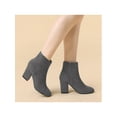 thumbnail image 6 of BLISSFUL STEP Women's Side Zipper Block Heel Ankle Boots Grey 5.5, 6 of 8