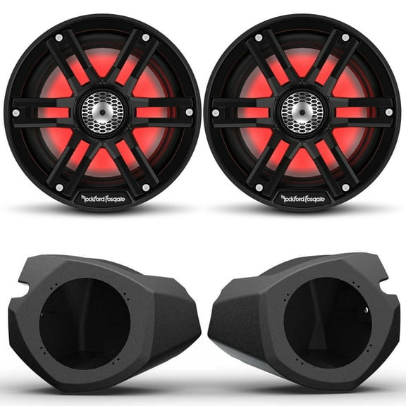 Rockford Fosgate M2-65B 6.5” Color Optix Marine 2-Way System with RZR14-FSE 6.5" Front Speaker Enclosures Compatible With Select 14  RZR Models