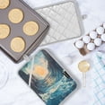 thumbnail image 5 of Two Pieces Of Square Heat Insulation Pad Oven Mitts 7x9.8 Inch Oven Microwave Kitchen Cooking Baking Beautiful Sun and Sea, 5 of 7