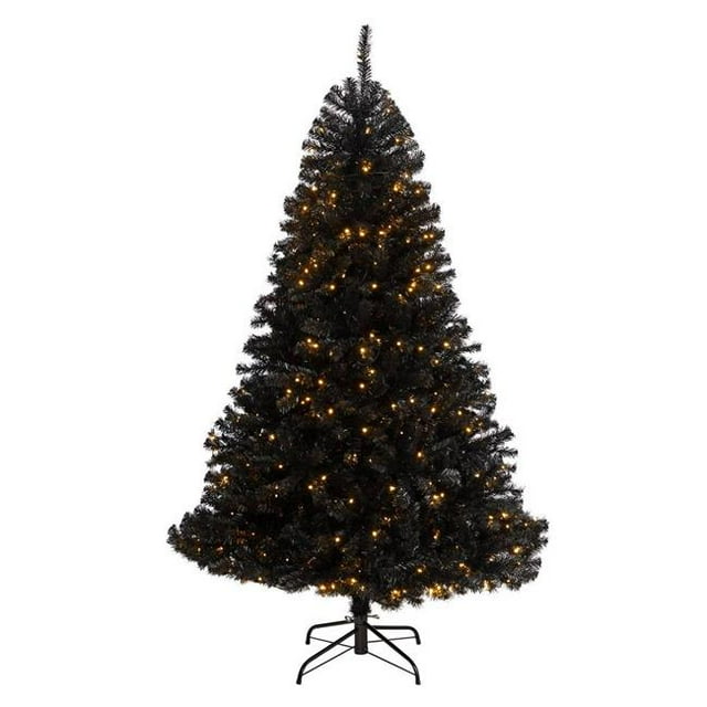 Nearly Natural T3264 6 ft. Artificial Christmas Tree with 400 Clear LED Lights & 1036 Tips, Black