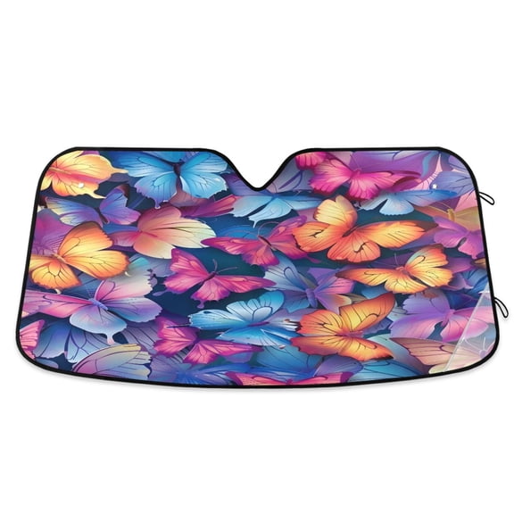 ALAZA Colorful Butterflies Windshield Sun Shade Car Foldable Visor Block UV Rays Protector 55"x27.6"