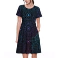 thumbnail image 1 of Xecao Robe Midi Bohème pour Femmes Été Manches Courtes avec Poches Robe Décontractée Fluide T-Shirt Robe de Plage, 1 of 6